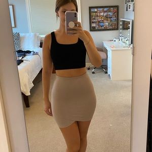 Sunday Best nude bodycon crossover mini skirt